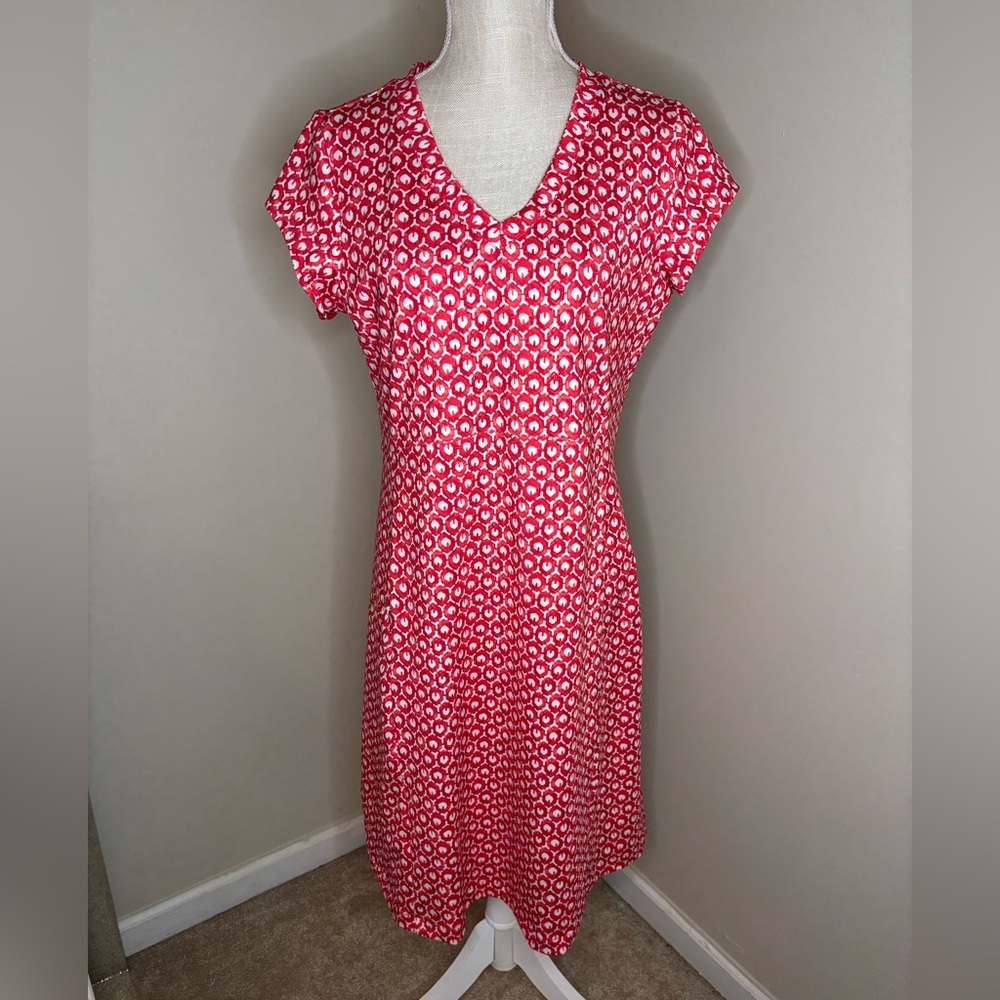 L.L. Bean Red and white print active wear dress -size medium